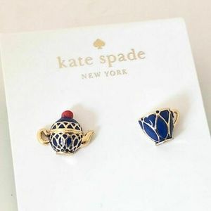 NEW Kate Spade Tea Time Stud Earrings Blue